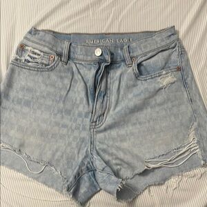 American Eagle Outfitters Light Blue Distressed Denim Shorts